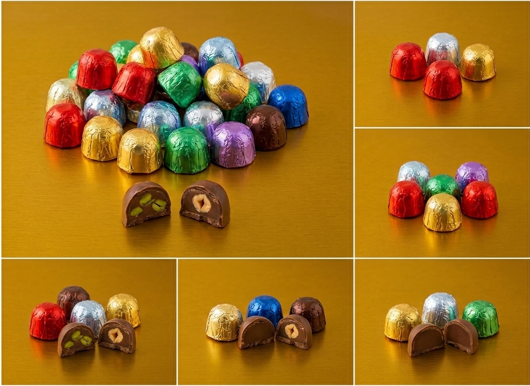 YUVARLAK SARGISIZ ÇEŞİTLİ FINDIK/FISTIKLI SPESİAL ÇİKOLATA 2 KG